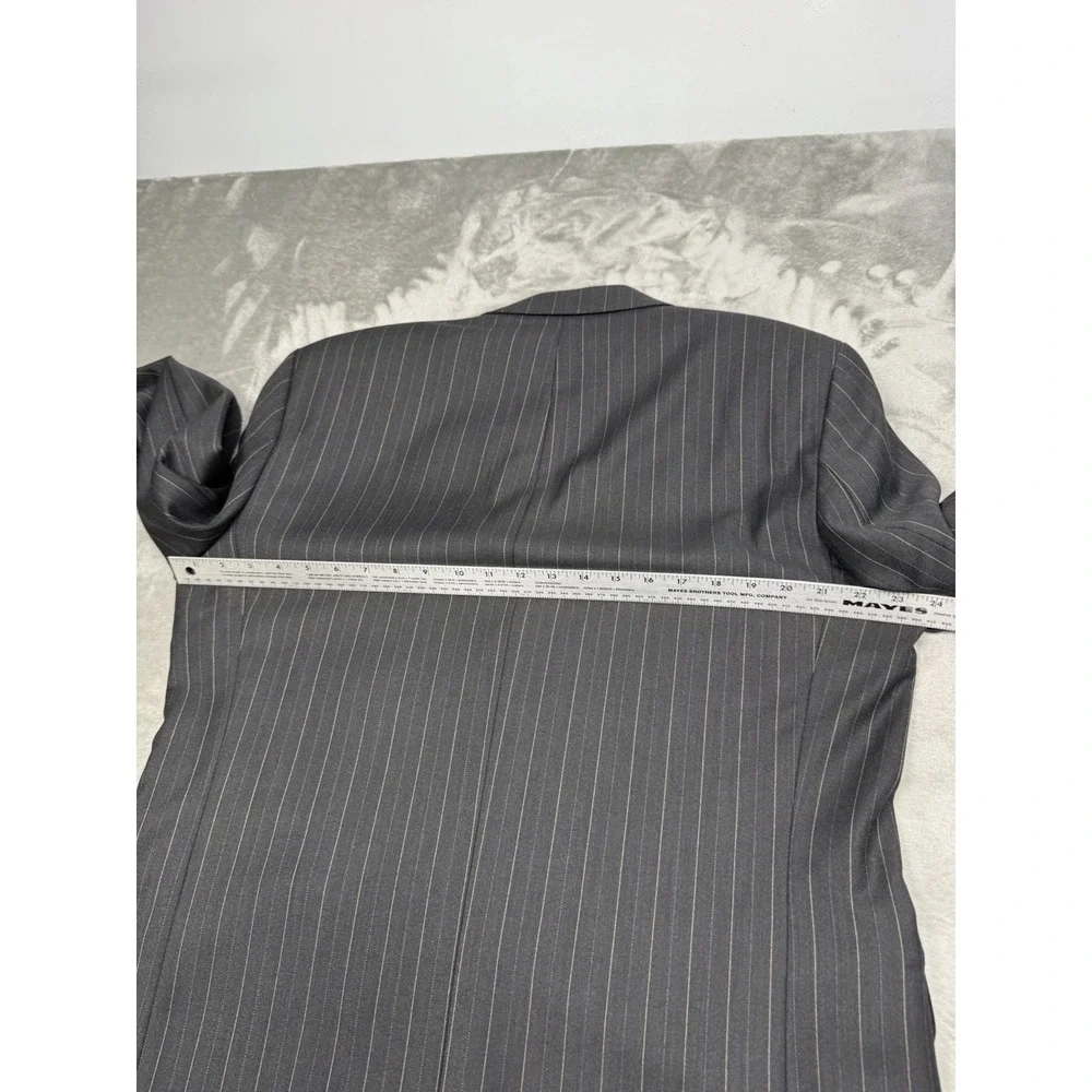 Prestige S Cohen Suit Blazer Jacket‎ Mens 46L Black Pinstripe Sport Coat Wool
